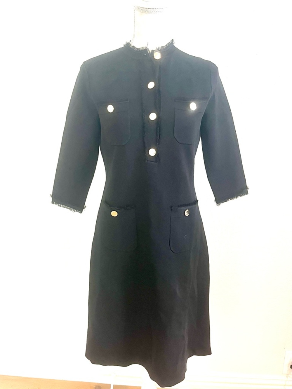 Classic Black Button-Front Women's Dress
